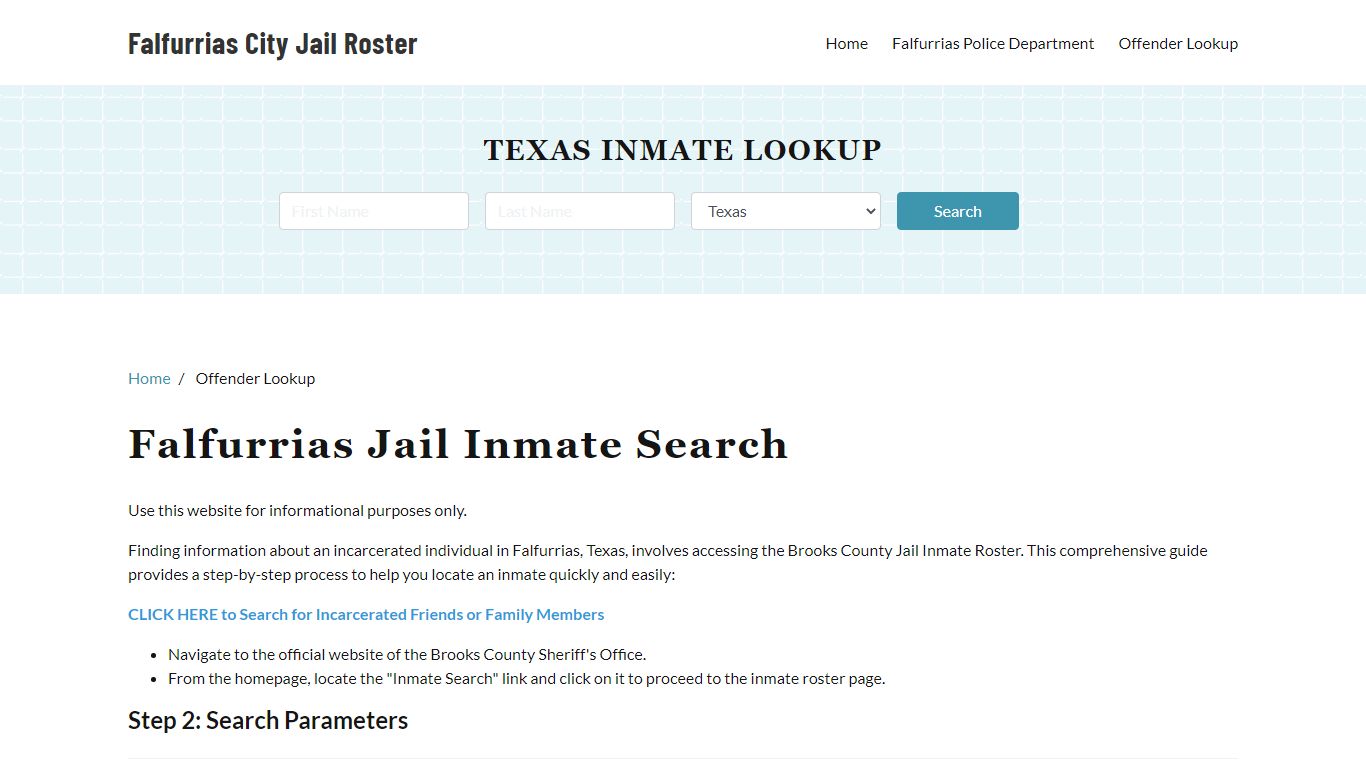 Falfurrias, TX Detainee Lookup - Falfurrias City Jail